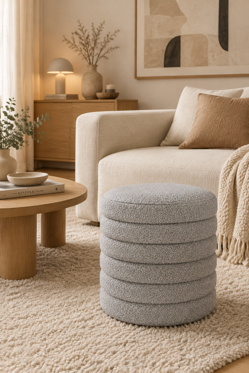 Grey Stool - Living Room