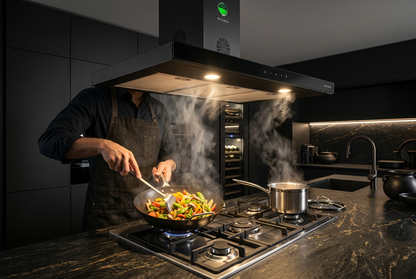 Hood Stilux Dark Kitchen In Use