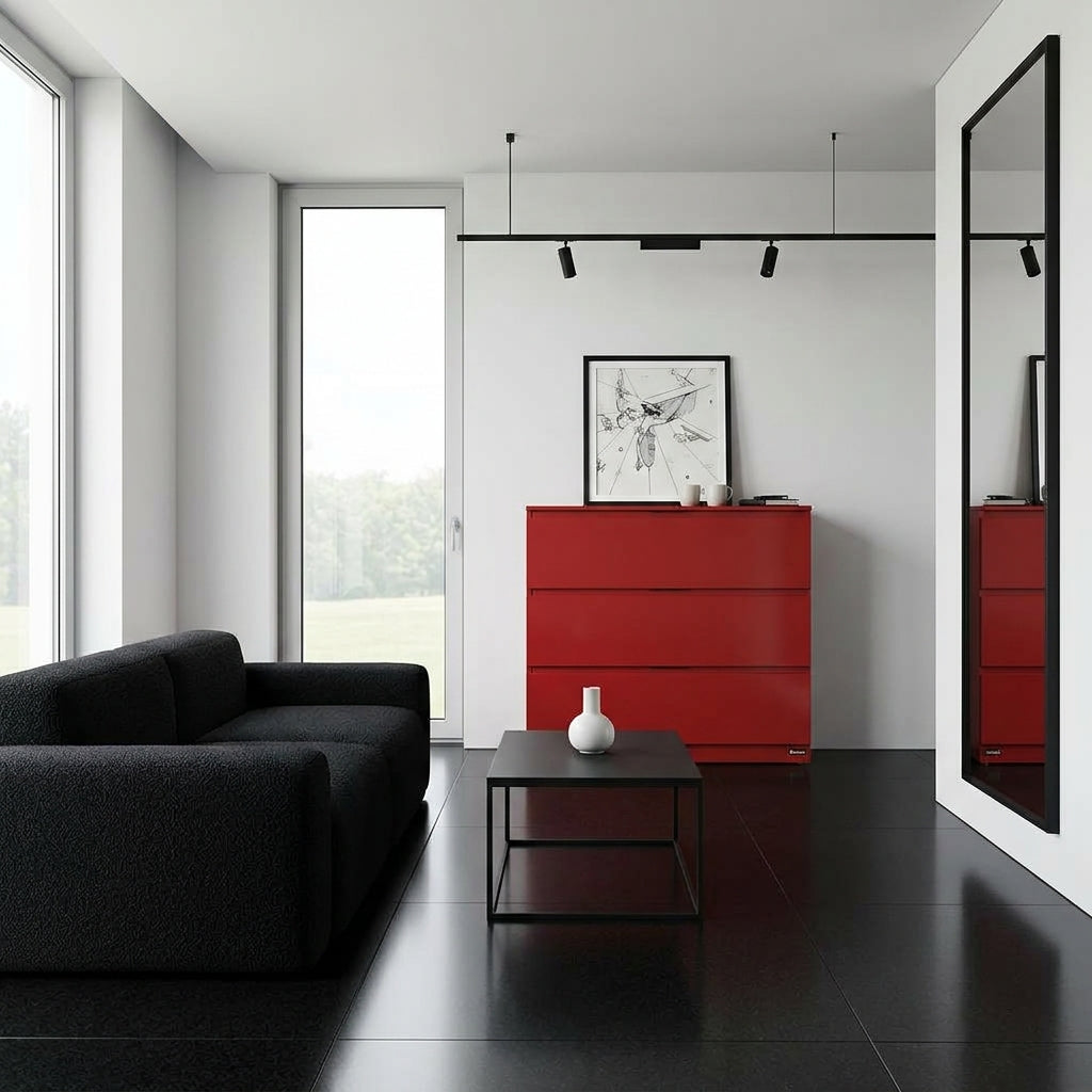 DR6014 3-Drawer Chest – Bold Red | Handleless Design