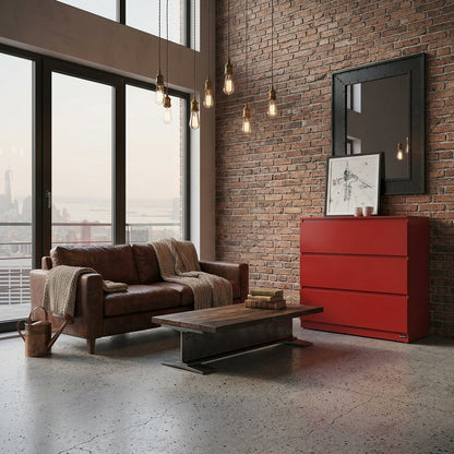 DR6014 3-Drawer Chest – Bold Red | Handleless Design