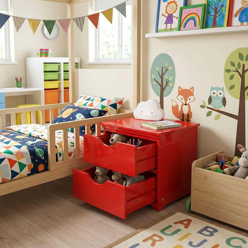 DR4528 2-Drawer Compact Storage Unit – Bold Red