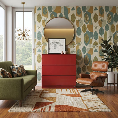 DR6014 3-Drawer Chest – Bold Red | Handleless Design