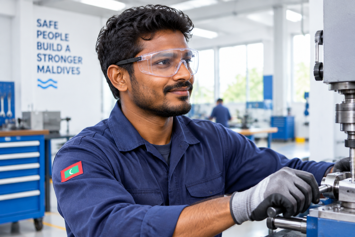 Maldivian Worker with Safety Goggles