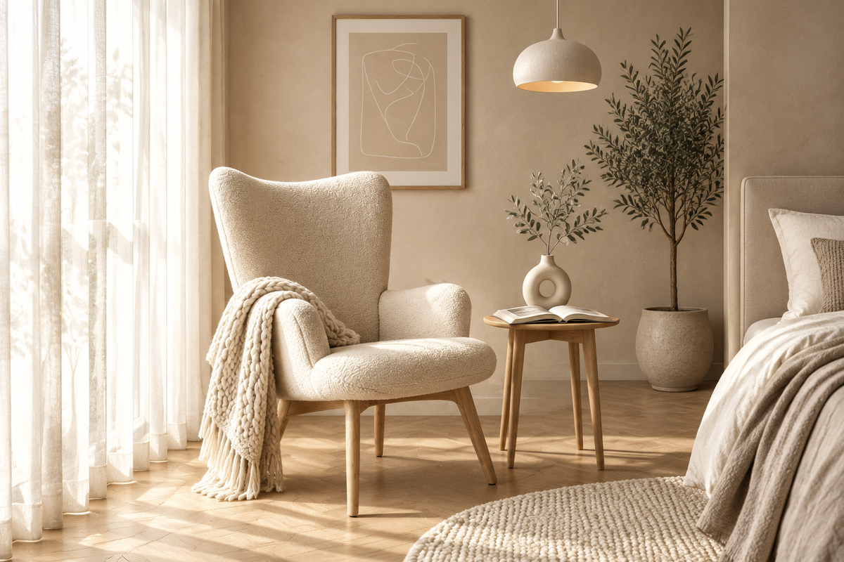 Nordic Wingback Chair – Bedroom Reading Nook