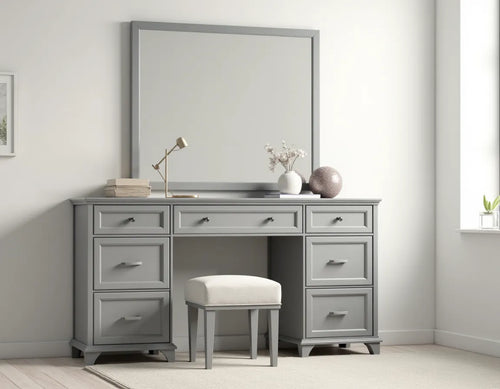  68469 DRESSER WITH STOOL #1072 GREY 