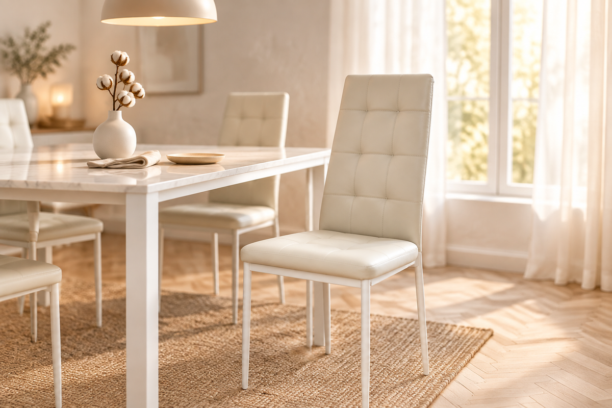 Sander Tortora Dining Chair – Minimalist Dining Area Warm Lighting