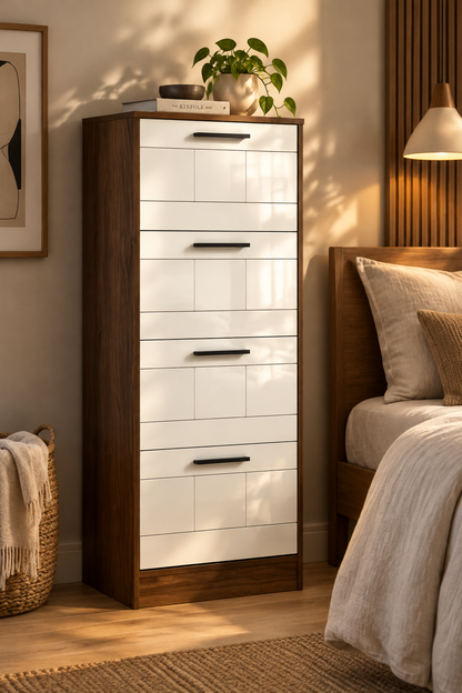 Shore Cabinet – 4-Tier | Columbia Oak & White