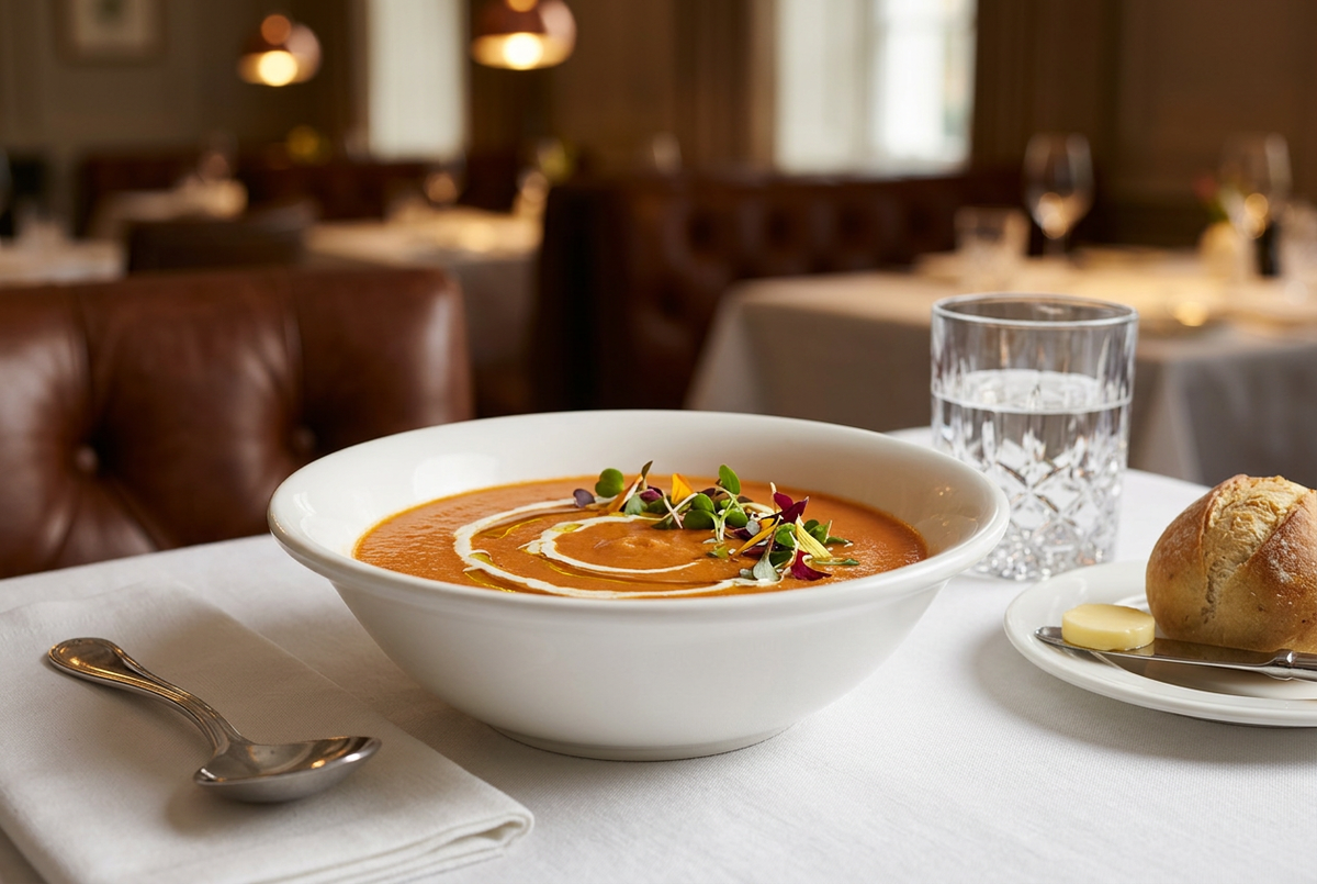 Soup Bowl at Luxury Guest Dining Table
