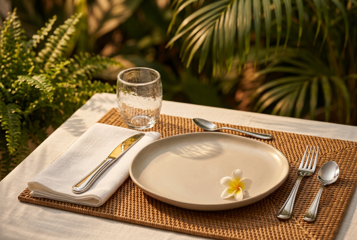 Table Knife in Minimalist Tropical Dining Setting