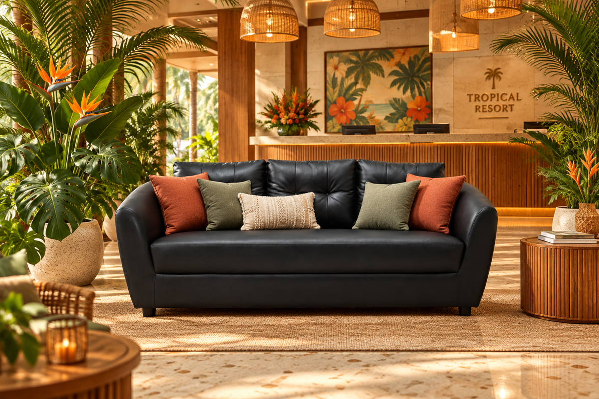 Tropical Lobby — Warm Evening