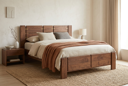 Walnut Bed Frame Japandi Bedroom