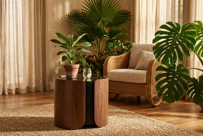 Walnut Side Table – Tropical Living Room