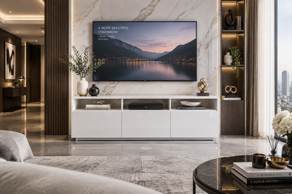 White TV Console — Luxury Modern Interior